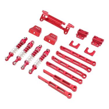 Imagem de MERIGLARE Suporte de amortecedor de metal para carro RC, peça de reposição, kit de modificação DIY, upgrades para caminhões MN82S e MN82Pro na escala 1/12, Vermelho