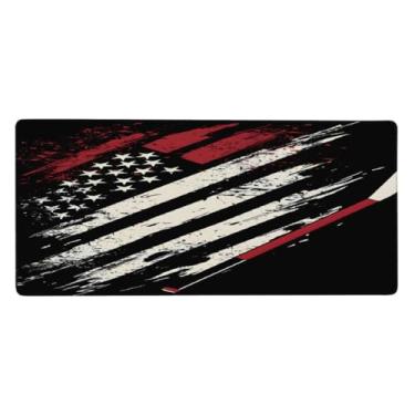 Imagem de Tapete de mouse americano com bandeira grande à prova d'água para computador estendido tapete protetor de mesa antiderrapante base de borracha para escritório, computador, teclado, laptop e mesa de