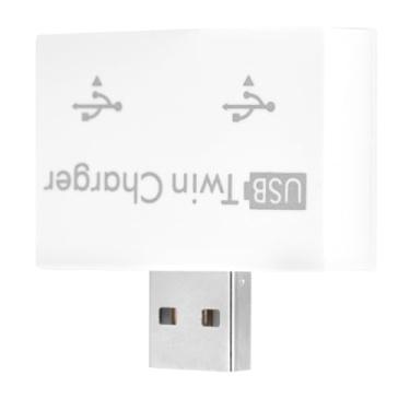 Imagem de Luqeeg Hub Carregador Duplo Usb 2.0, Adaptador Divisor Usb Portátil e Durável para Carregar 2 Dispositivos Simultaneamente para Uso Em Escritório Doméstico (Branco)