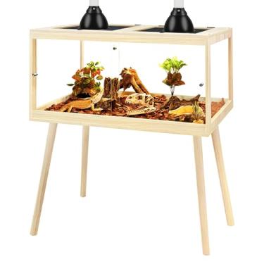 Imagem de PROLEE Tanque de dragão barbudo com perna, tanques de lagarto de vidro temperado e compartimento para répteis, tanque de répteis de até 78 galões com malha de metal e porta trancável para cobras