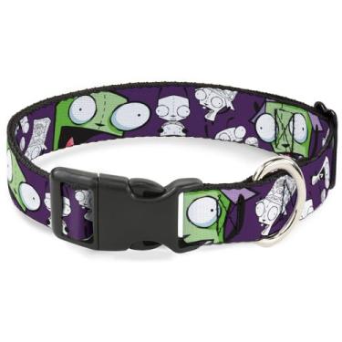 Imagem de Coleira para animais de estimação Nickelodeon, fivela de plástico para coleira de cachorro, poses e esboço roxo de invasor Zim Gir, 40,6 a 58 cm de largura