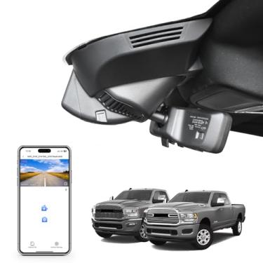 Imagem de Mangoal 4K Dash Cam ajuste personalizado para Dodge RAM 2500/3500 2019-2024 (modelo F), não adequado para 1500 2019+, acessórios limitados, vídeo UHD 2160P, aplicativo OEM Look e WiFi, cartão de 128