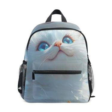 Imagem de GAIGEO Cute Ragdoll Cat Floral Small Toddler Backpack 10x4x12 In, Baby Boy Backpack with Water Bottle Pockets, Whistle Buckle