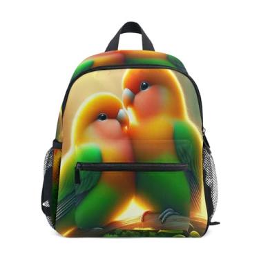 Imagem de GAIGEO Parrot Love Birds Print Backpack for Baby Backpack for Preschool Girl with Front Pocket, Safety Whistle for Ages 3-8