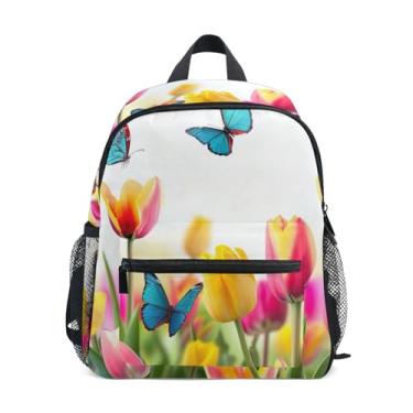 Imagem de GAIGEO Spring Tulip Floral Backpacks for Toddlers with Whistle, Adjustable Chest Strap, Small Girls Backpack Lightweight & Compact for Ages 3-8