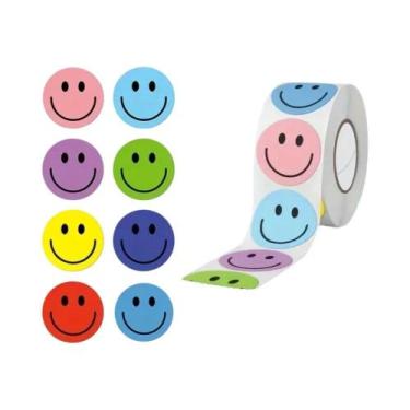 Imagem de 500 Adesivos De Papel Redondos Com Carinha Sorridente Para Professores