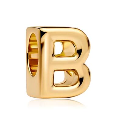 Imagem de Amieween Berloques com letra inicial B banhado a ouro 14K, mulheres, presentes, amor, mãe, família, amigo, aniversário, Natal, Dia das Mães, Dia dos Namorados, pulseiras e colares, pingente A-Z para