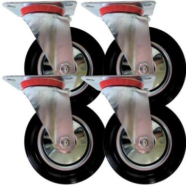 Imagem de 4 Rodízio Giratório de Borracha s/Trava 6Pol 160mm Beltools