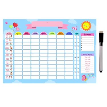 Imagem de Quadro de Rotina Infantil Educativo Organiza Tarefas Diárias - material MDF tamanho 20X28cm nuvem