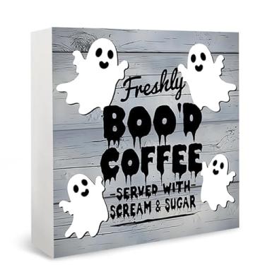 Imagem de Sinais e placas decorativas de PVC para Halloween, sinal de abóbora e gnomos, adequado para casa, escritório, quintal e cafeteria, ideal para Halloween, Ação de Graças, Natal (cinza)