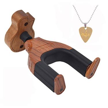 Imagem de Cabides de montagem de parede de guitarra, ganchos, suporte, gancho de parede de guitarra com trava automática, com 1 colar de palhetas de guitarra, para acústica, elétrica, clássica, suporte de baixo