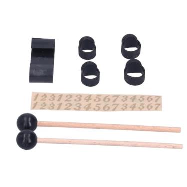 Imagem de Chiffonade Kit de 11 peças de lingueta de aço para tambor - bastões de cabeça redonda com berços de dedo e suporte para percussão de tambor de aço, design de aderência macia