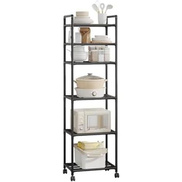Imagem de Estante Metálica com Rodas 6 Prateleiras, Organizador de Cozinha Multiuso Alta Capacidade