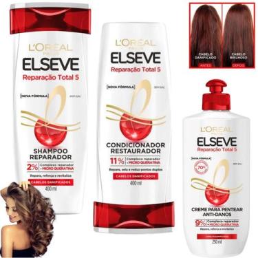 Imagem de Kit Elseve Reparação Total 5 Loreal Paris Shampoo Condicionador Creme 