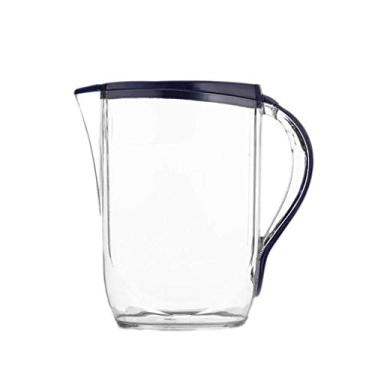 Imagem de CGKs6anmU Bules de café, jarra de plástico transparente com tampa para uso doméstico, bebidas quentes/frias, jarro de água, chaleira de limonada, suco, gelo, chaleira de chá, chaleira (azul 2 litros)