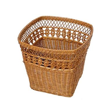 Imagem de pcagfaajmh Cesto de armazenamento de vime para lixeira, lixeira, escritório, lixeira para banheiros, cozinhas, escritórios domésticos, quarto
