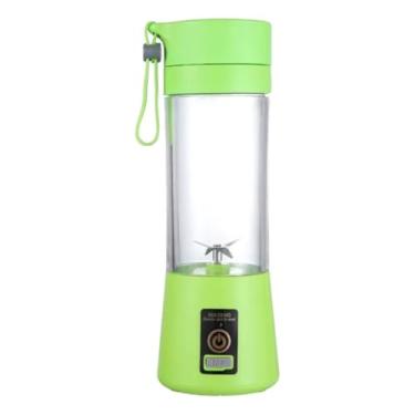 Imagem de Liquidificador Portátil USB Recarregável Mini Mixer Elétrico de Frutas com 6 Lâminas Inox para Sucos Detox, Garrafa Mixer Elétrica 380ml - Verde