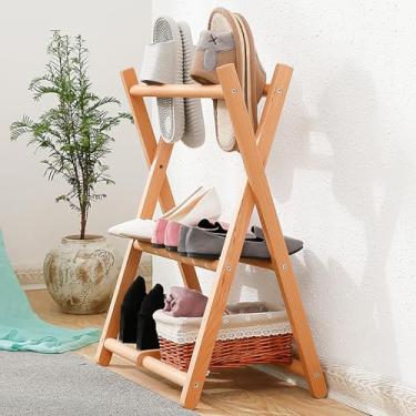 Imagem de Lss9azznmm Organizador de sapateira resistente – Suporte de armazenamento de prateleira de sapatos de madeira maciça, fácil montagem e estável para entrada, armário, garagem (C)