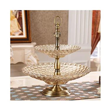 Imagem de Tigela de frutas, vidro, camada dupla, prato de frutas, moderno, criativo, decoração de sala de estar, mesa de café, prato de frutas, fruteira decorativa