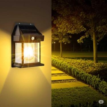Imagem de Luminária Solar de Parede Arandela LED com Sensor de Movimento | Refletor Solar Externo IP65 à Prova d'Água | Luz de Segurança Automática para Jardim, Quintal e Garagem | Kit Instalação Incluso