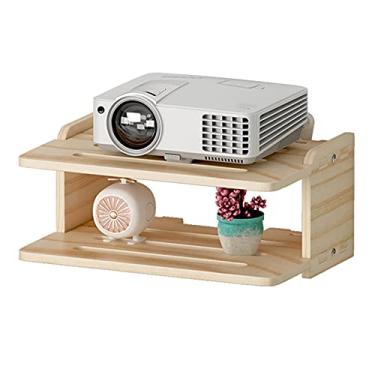 Imagem de SFOIMO Suporte para projetor, suporte de parede para projetor, suporte de parede, suporte de parede para projetor de diferentes tamanhos, 2 níveis, suporte de madeira (M)