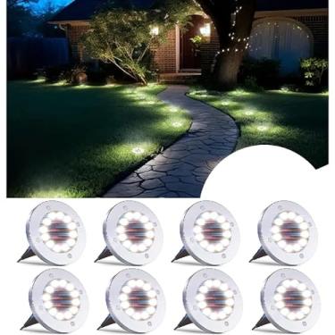 Imagem de Kit Luz Solar para Exterior de 12 Led Luminaria de Chão Lâmpada Solar de Piso Luz de Caminho Jardim(12 Led Branco Frio (8PÇ))
