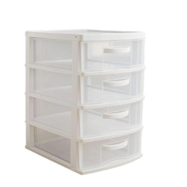 Imagem de Organizador De Gavetas Com 4 E 3 Gavetas De Plástico Grande- Armário Cozinha Quarto(4 Gavetas Branco)