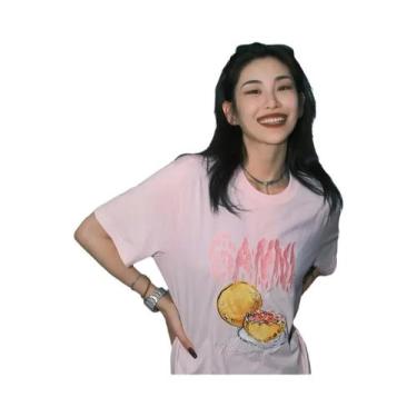 Imagem de Camiseta De Verão Com Estampa De Gato Tigre Rosa Cereja, Manga Curta, 