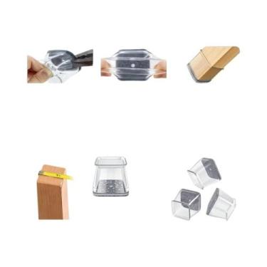 Imagem de Protetores De Pés De Cadeira De Silicone Quadrados 28 Peças Para Pisos