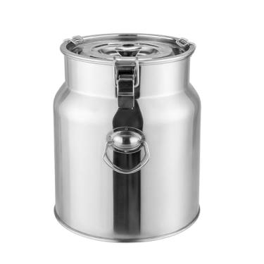 Imagem de Hpngal Jarro de aço inoxidável com tampa, recipiente de metal de 7 litros, balde de ordenha de grau alimentício de grande capacidade para cabras, vacas ou uso doméstico