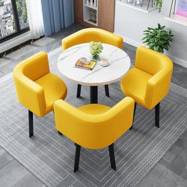 Imagem de Conjunto de mesa de negociação e cadeira, mesa de clube de sala de recepção de escritório, conjunto de mesa de jantar redonda simples, mesas de conferência, conjunto de mesa de centro e cadeira (cor