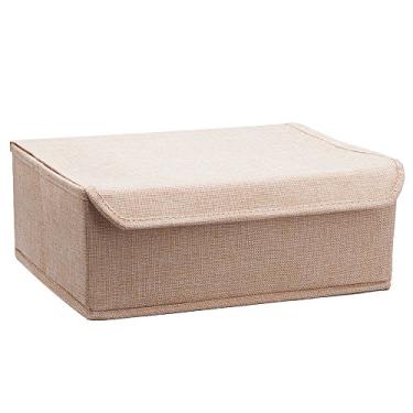 Imagem de Organizador de gaveta dobrável ALYER, divisor de gaveta de roupa íntima para meias calcinhas sutiã gravatas roupas, divisor de armazenamento de armário resistente com tampa, Bege