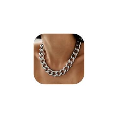 Imagem de ChainsHouse Corrente de elos cubanos para mulheres, colar grosso de ouro de aço inoxidável/banhado a ouro para mulheres, 12/16/20 mm de largura, gargantilha punk hip-hop, 45,7-50,8 cm, 20 Inches, Aço