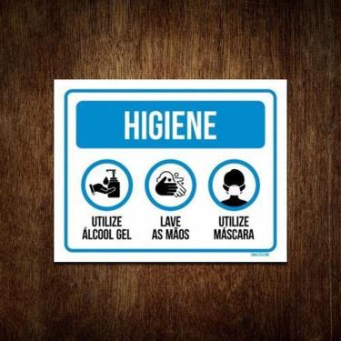 Imagem de Placa - Máscara De Proteção, Álcool Gel, Lave As Mãos