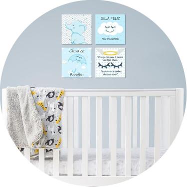 Imagem de Placa Decorativa Infantil Quarto Bebê Menina E Menino Azul