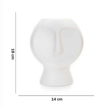 Imagem de Vaso Rosto Em Cerâmica Branco 18x14cm