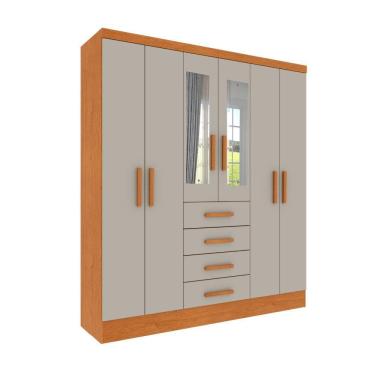 Imagem de Roupeiro Arizona Com Espelho 6 Portas Tcil Cinamomo-off