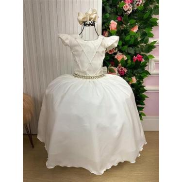 Imagem de Vestido Infantil Off White Longo para Formatura Dama de Honra Luxo Fes