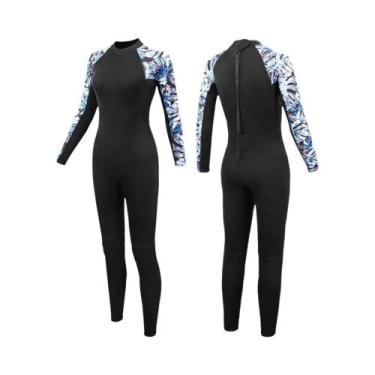 Imagem de Roupa De Mergulho Feminina De Neoprene 3mm Manga Longa Peça Única Para