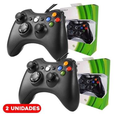 Imagem de Kit 2 Controle Vídeo Game Xbox 360 Pc Fio Joystick Manete-Unissex