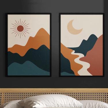 Imagem de Kit 2 Quadros Estilo Boho - Paisagens 45X34Cm - Com Vidro