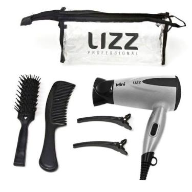 Imagem de Secador Mini com Kit Viagem Prata Bivolt (1200W) - LIZZ, Bivolt