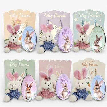 Imagem de kit c6 Coelhos da páscoa + 6 Ovos Páscoa Metal Colecionavel +6 Sacolas