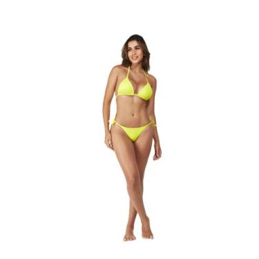 Imagem de Biquíni feminino cortininha, top triângulo com bojo removível, calcinh