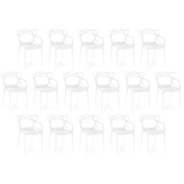 Imagem de Kit 16 Cadeiras de Jantar Allegra Prática Empilhável - Branco - Magazi
