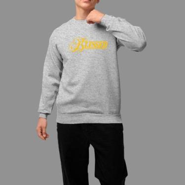 Imagem de Moletom Gola Careca Basico Masculino Casual Estiloso Inverno Blusa De 