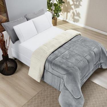 Imagem de Kit Coberdrom Edredom Sherpa Queen Dupla Face Pele de Carneiro + Jogo 