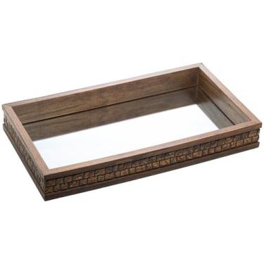 Imagem de BANDEJA C/ESPELHO COQUINHO 51x35x5cm - ROJEMAC IMPORTACAO, Marrom