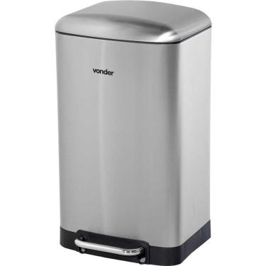 Imagem de Lixeira retangular 30 litros inox cinza VONDER