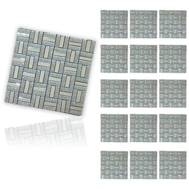 Imagem de Pastilha De Vidro Adesiva Kit 15 Uni Parede Cozinha Lavabo Banheiro Sala Decorativa Moderna Requintado Facil Aplicacao